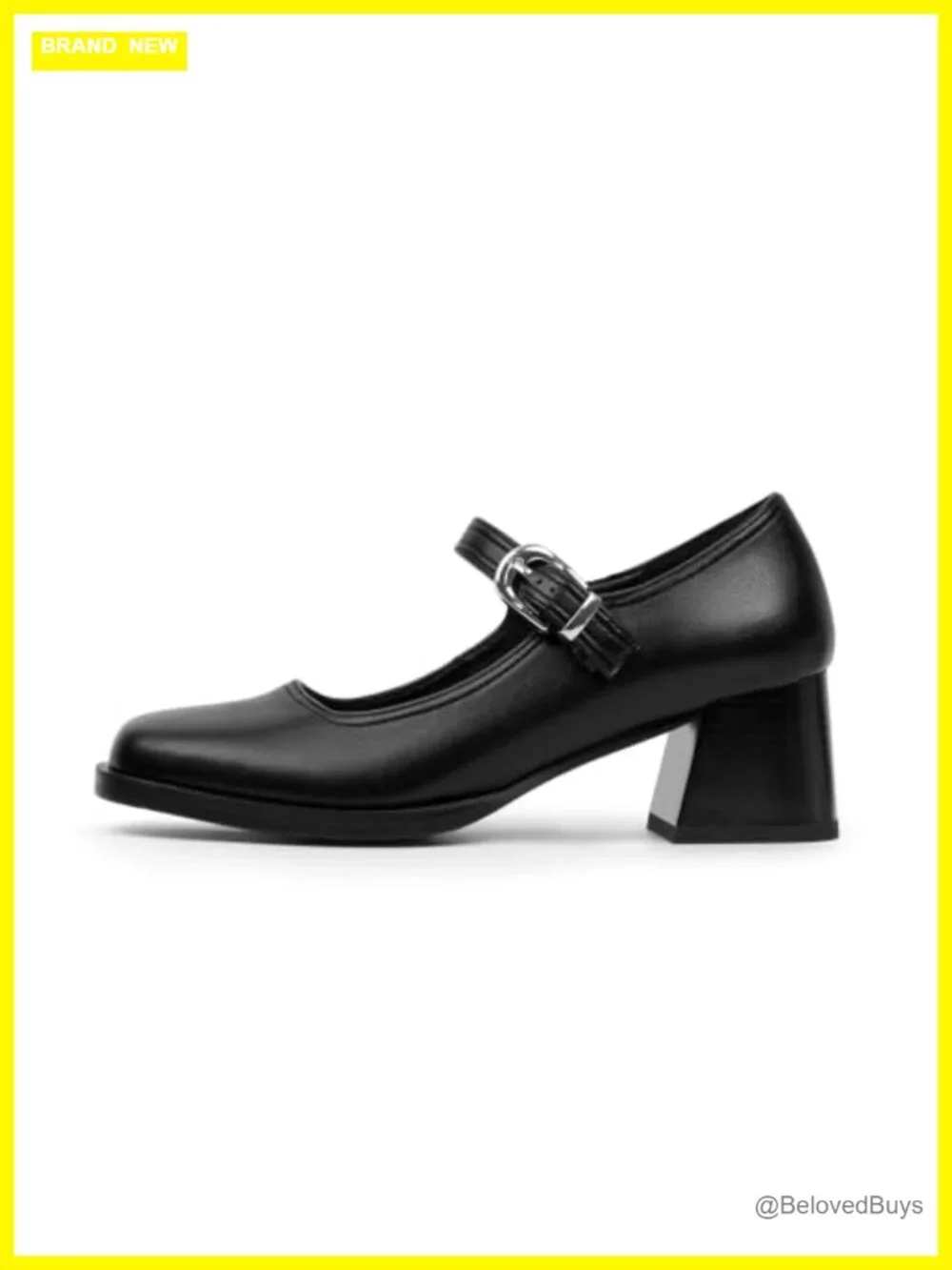 Mary Jane Heels Retro Chunky Square Toe Platform Ankle Buckle Strap Pumps Faux